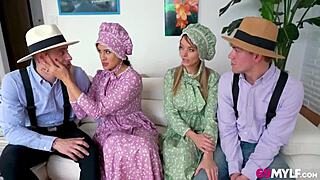 Amish Stepmoms Penny and Pristine Swap Dicks Hard