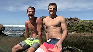 Malcolm Jayden performs bareback blowjob on hunk in gay fantasy scene