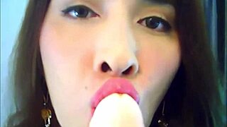 Can you imagine a shemale babe in red stroking her big shaft solo on webcam?