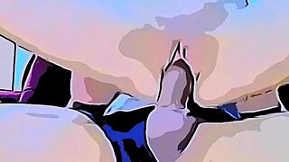 Cartoon couple invites for netflix, leads to gross pussy action