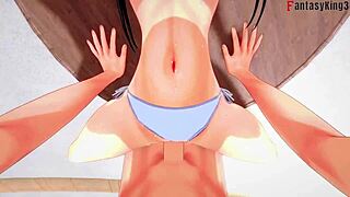 yor forger in bikini at pool in 3d fantasy