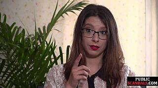 Busty Slut Submits Publicly in Heels. Voyeurs Crowd Around.