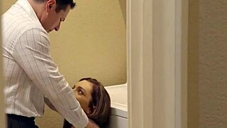 Tiffany Watson, good girl gone bad, gets doggystyle and missionary with big tits exposed.