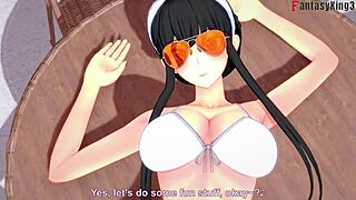 yor forger in bikini at pool in 3d fantasy