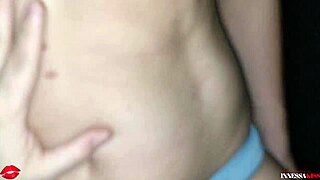 Teen 18+ brunette with big tits fucks in missionary and riding poses, getting cum on pussy