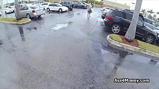 perky blonde amateur blows for cash in public pov