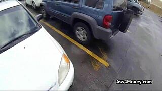 perky blonde amateur blows for cash in public pov