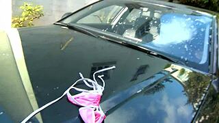 Feeling the thrill as alisha sweet gives an erotic handjob at the german carwash, her touch so sensual.