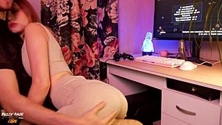 quickie with petite classmate in stockings ends in cum