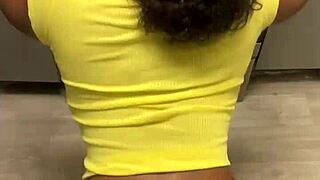 Big booty fem tranny takes dildo creampie