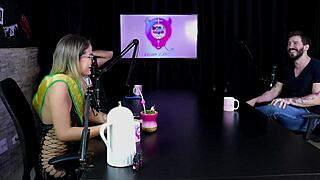 Blonde in lingerie uses toys.