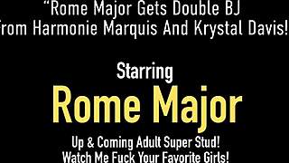 Rome major gets a double blowjob from harmonie marquis and krystal davis.