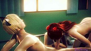 Asuka swallows all that cum eagerly.