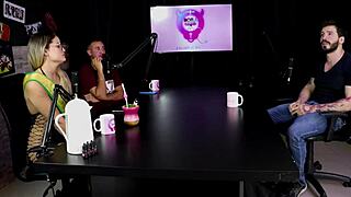 Blonde in lingerie uses toys.