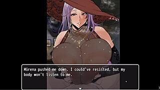 Playing mirenas manor, episode 1: bath titjob with huge witch boobs
