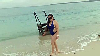 Latina wife has outdoor sex on the beach