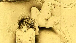 vintage erotic illustration of anime hentai