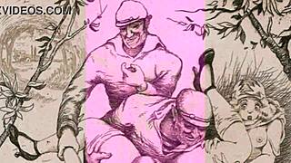 vintage erotic illustration of anime hentai