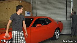 Sexy Gay Mechanic Feels Intense Pleasure as He Gets Fucked by Monster Cock in the Garage