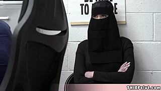 Cute muslim chick tried to conceal stolen stuff under her clothes?