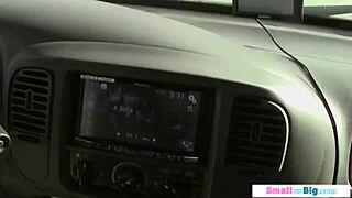 student driver sucks instructors bigcock with shaved pussy and rough ball licking