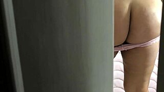 Spying on Brunette Stepsister Through Door