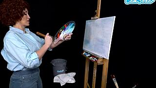 Big tits milf Ryan Keely cosplays as Bob Ross and gets horny 😏