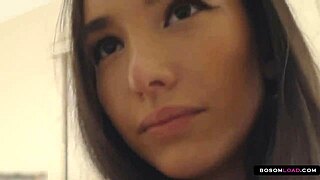 pov of brunette undressing in bikini, showing tight ass and big tits