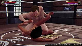 Ethan vs Meigui II in naked 3D wrestling with oral