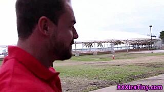 A petite teen gets rammed outdoors with a big cock