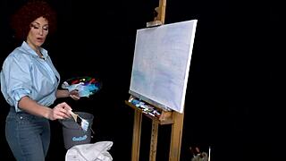 Big tits milf Ryan Keely cosplays as Bob Ross and gets horny 😏