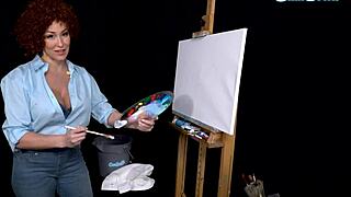 Big tits milf Ryan Keely cosplays as Bob Ross and gets horny 😏