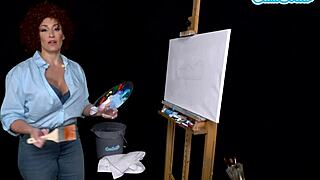 Big tits milf Ryan Keely cosplays as Bob Ross and gets horny 😏