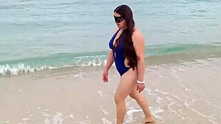 Latina wife has outdoor sex on the beach