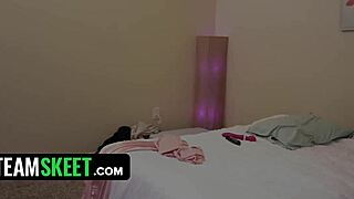 Naughty neighbor summer vixen rides in bikini on balcony