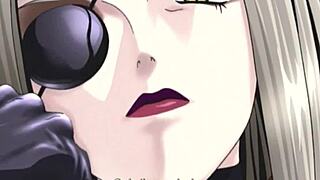 lezdom bdsm scene with anal beads on restrained teen