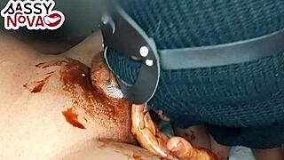 Horny Teen Girlfriend Sucks Black Cock With Chocolate Syrup At Christmas!