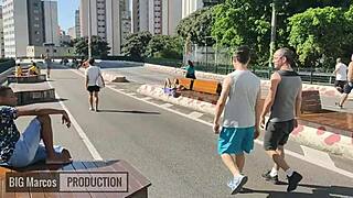 The naughty guy feels overwhelmed as he gets fucked by two monster cocks