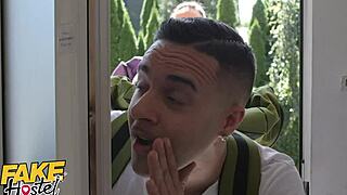 Fake hostel cheating boyfriend fucks teen backpacker.