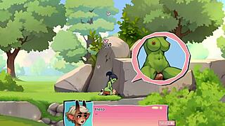 horny young 18+ female orc face-sits lucky boy in nature game 😈🌿