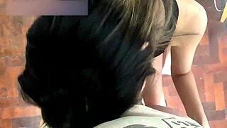 I invited the neighbor over to show off my huge new tits and gave him a blowjob