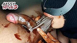 Horny Teen Girlfriend Sucks Black Cock With Chocolate Syrup At Christmas!