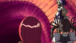 lezdom bdsm scene with anal beads on restrained teen