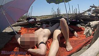 Flashing cock to strangers on public beach