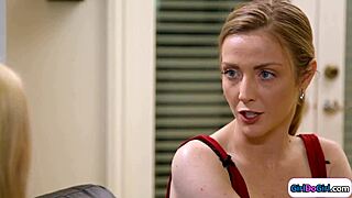 Small Tits Teacher Licks Busty Milf's Shaved Pussy In Lingerie