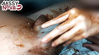 Horny Teen Girlfriend Sucks Black Cock With Chocolate Syrup At Christmas!