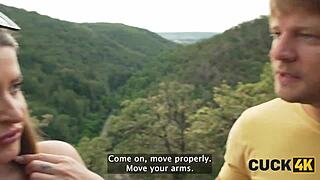 omg, husband got two big dick guys to bang wife in forest! 😲