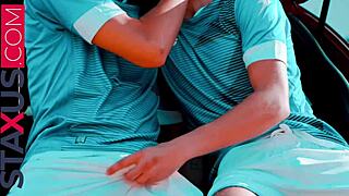 I can't believe my best friend twink colleague gave in after sport training.