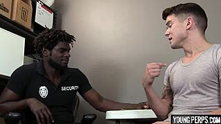 Black cop fucks straight teen intensely