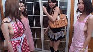 Asian Chicks Take Turns Getting Fucked!